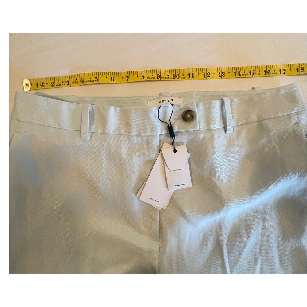 REISS Sky Blue Lori Viscose-Linen Wide Leg Suit Trousers - Picture 10 of 12